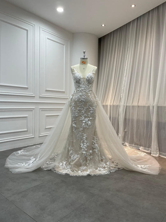 Mermaid Wedding Dress with a detachable train