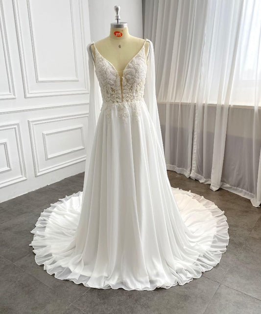 Veil Sleeves Wedding Dress